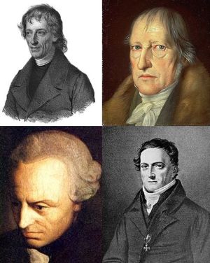 Collage von Bildern von Bolzano, Hegel, Herbart und Kant (Wikipedia Creative Commons)