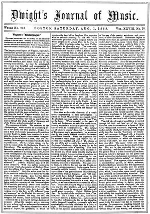 Hanslick’s review of Die Meistersinger von Nürnberg, Dwight’s Journal of Music, August 1, 1868