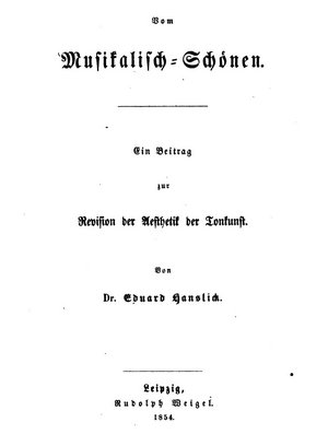 Cover of Eduard Hanslick’s treatise Vom Musikalisch-Schönen, 1st edition, 1854